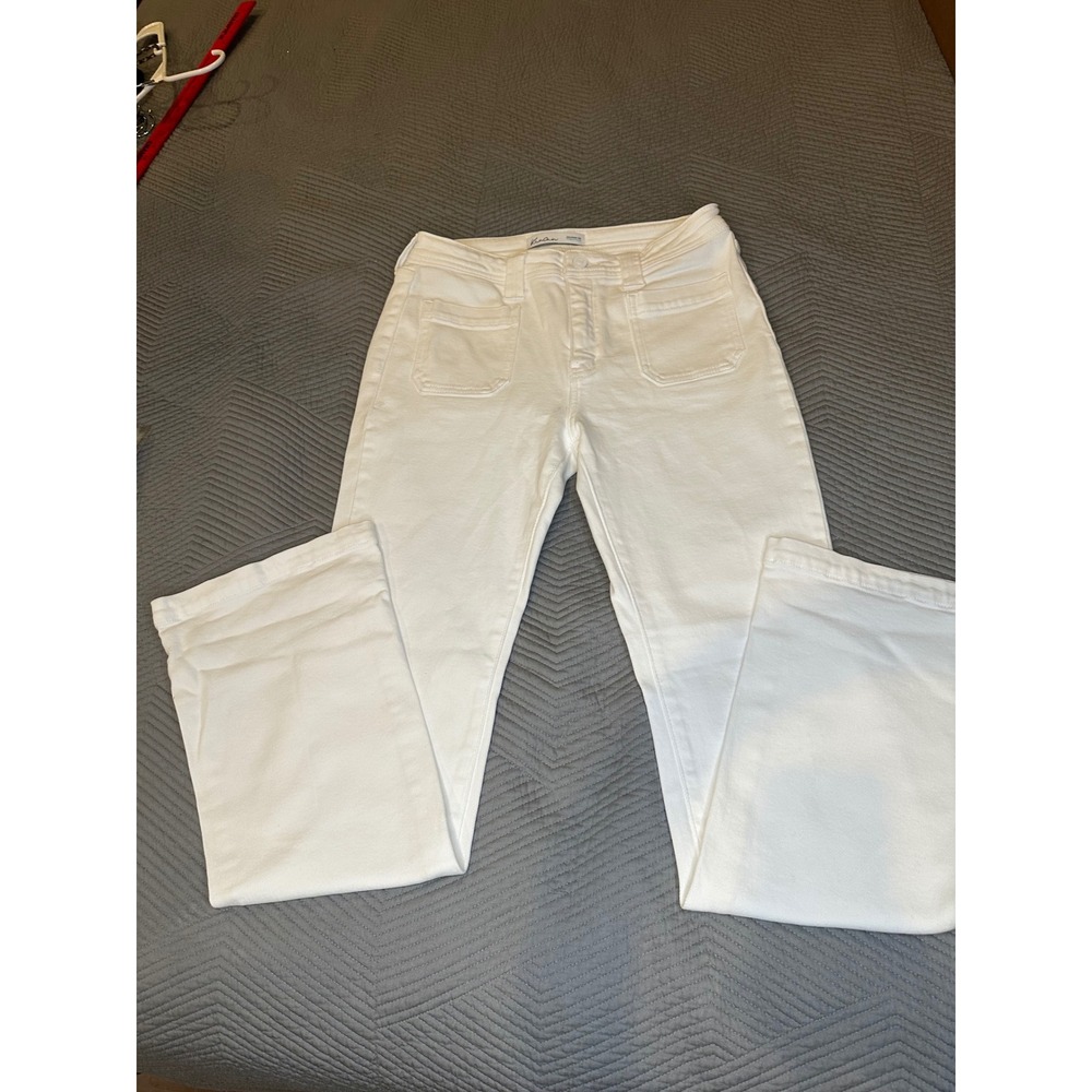 KanCan for Maurices White Wide Leg Patch Pocket Jeans 28 Style 229348
